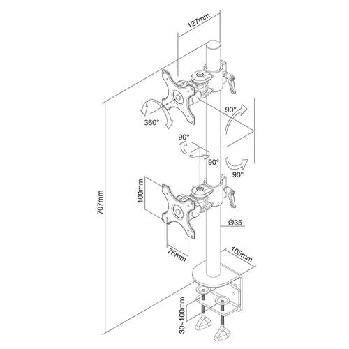 Neomounts FPMA-D700DV Bureausteun voor twee schermen