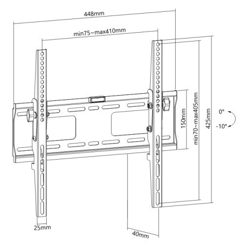 Wolff Mount Platte kantelbare muurbeugel voor schermen tot 55 inch |VESA 400x400 |Universeel