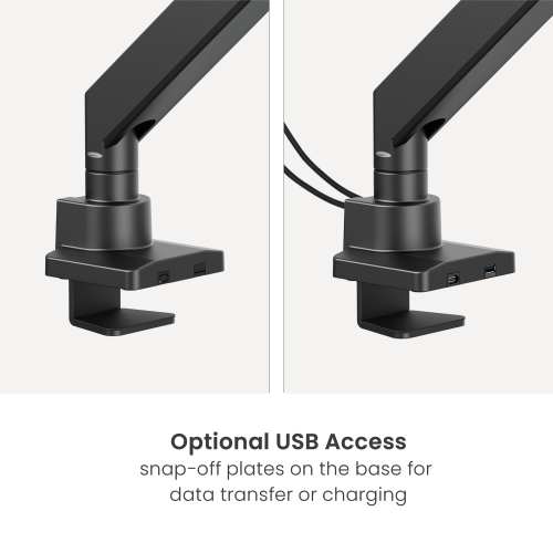Superzware Monitorarm met Gasveer en USB-A- en USB-C-poorten - Max 57 inch
