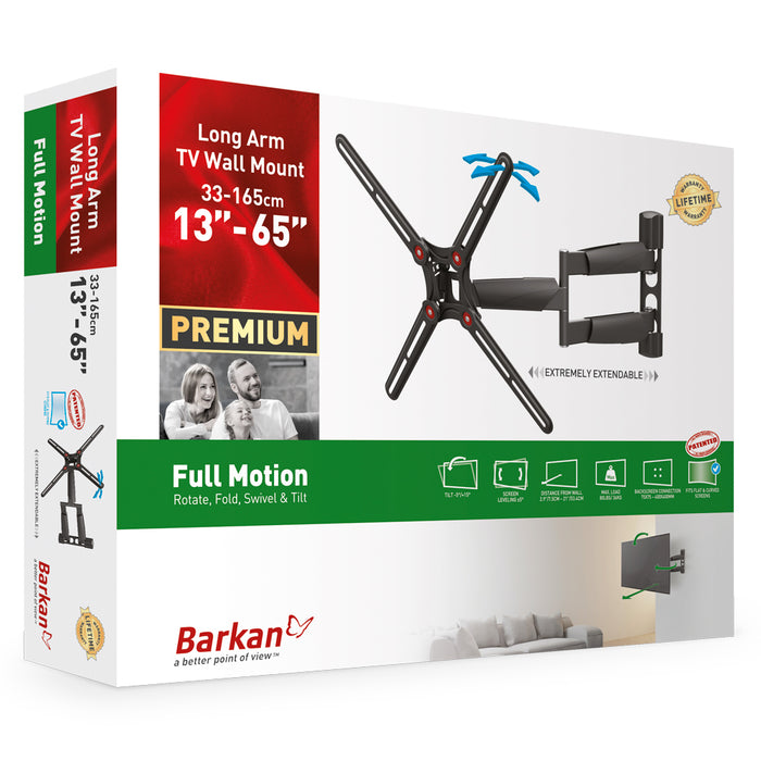 Barkan Mounts Super lange TV-Muurbeugel |13- 65 inch |Universeel |VESA 400x400