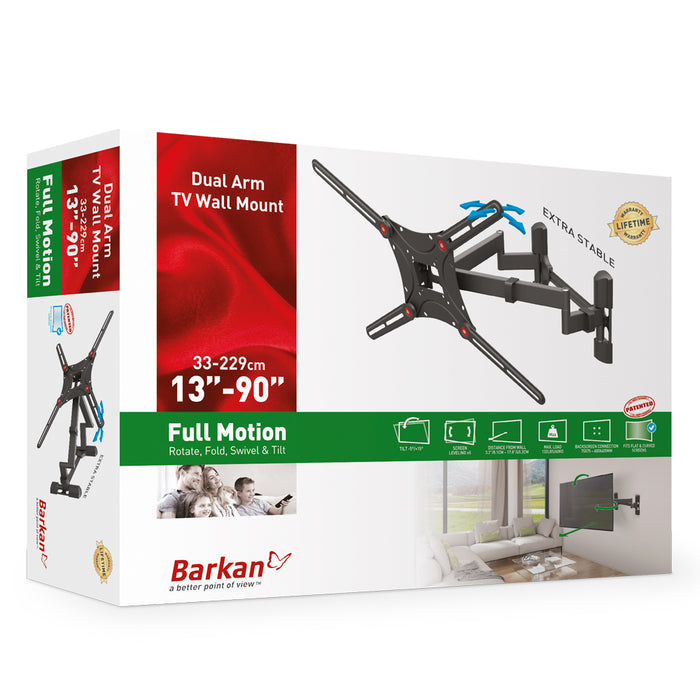 Barkan Mounts Stevige TV-Muurbeugel voor in de hoek montage|schermen 40 - 90 inch |VESA 600x400