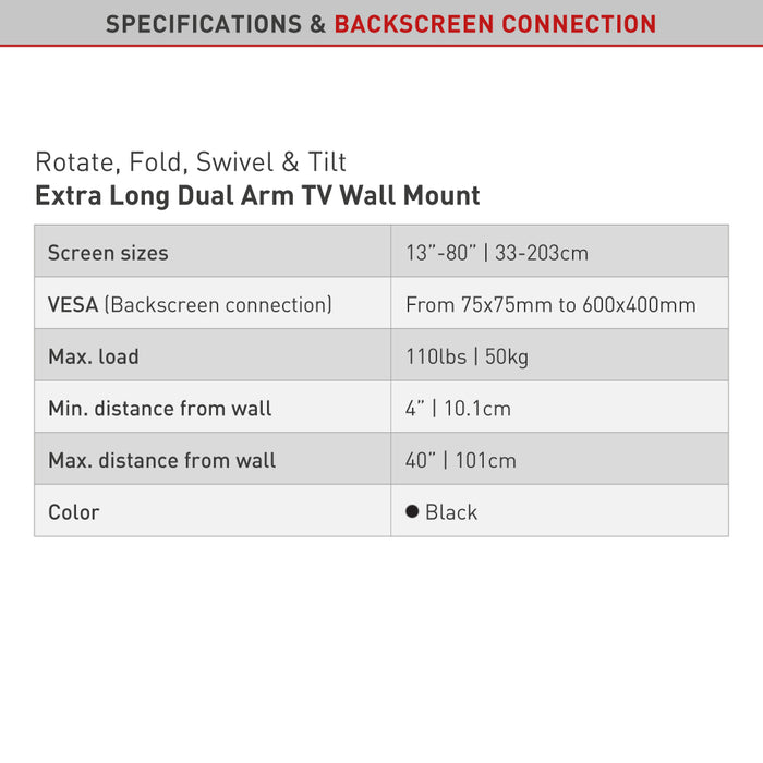 Barkan mounts Enorme TV Beugel |1 Meter uit de muur|13-80 inch