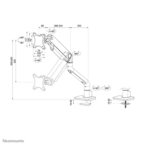 Neomounts DS70S-950BL1: De Ultieme Full Motion Monitorarm voor 17-49 inch