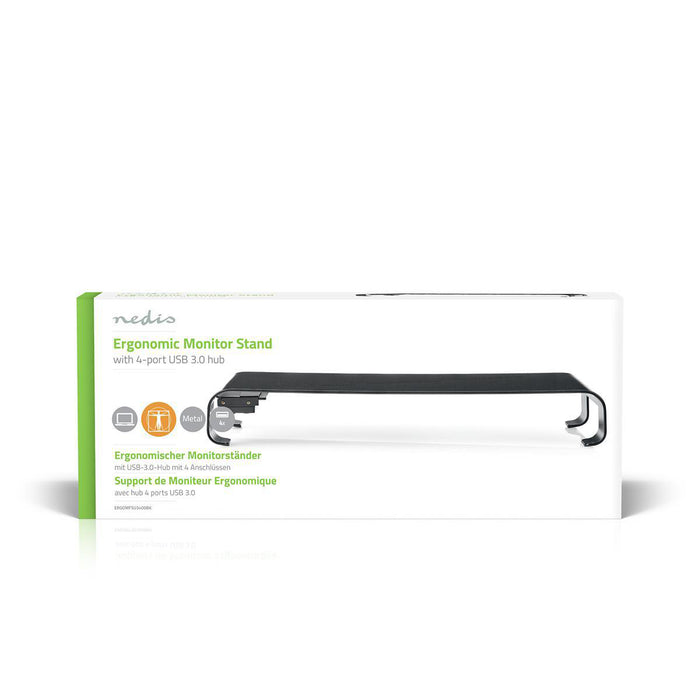 Ergonomische Multifunctionele Standaard | USB 3.0 Hub | 4-Poorts | Zwart
