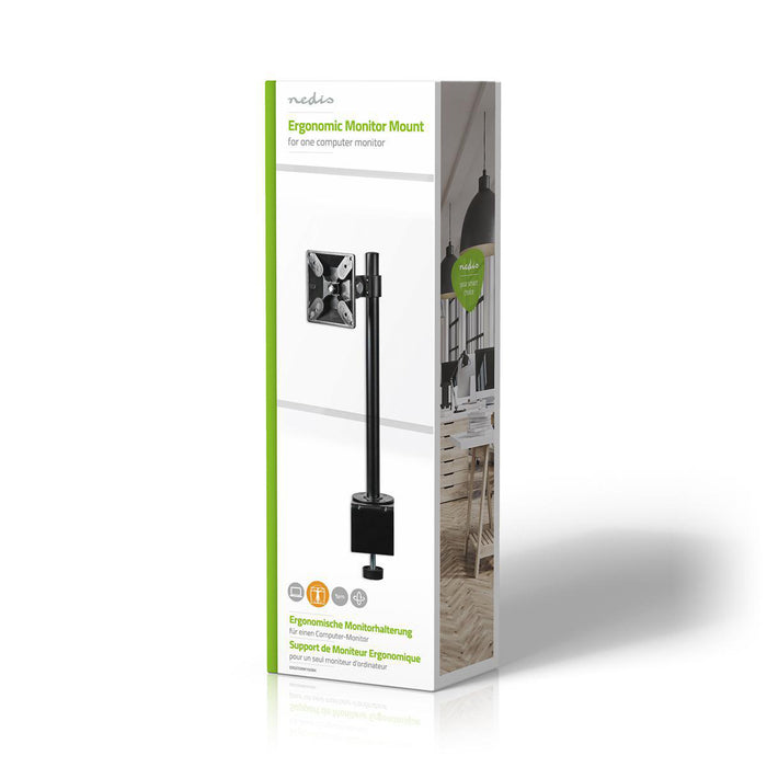 Ergonomische Monitorbeugel | Eén Monitor-Arm | Draai- en Kantelbaar | Zwart