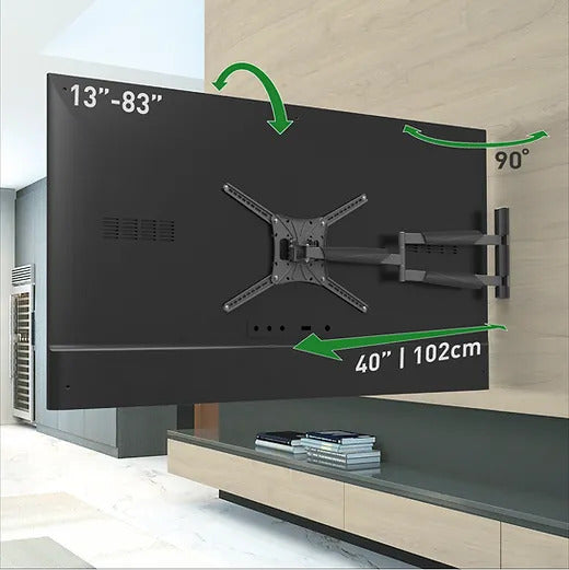 Barkan Mounts Muurbeugel tot 80 inch |Draai en kantelbaar |1 meter uit de muur