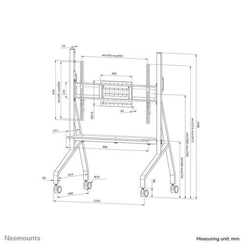 Neomounts Mobiele Vloersteun FL50-525WH1 | Geschikt voor 55-86" Schermen | Wit