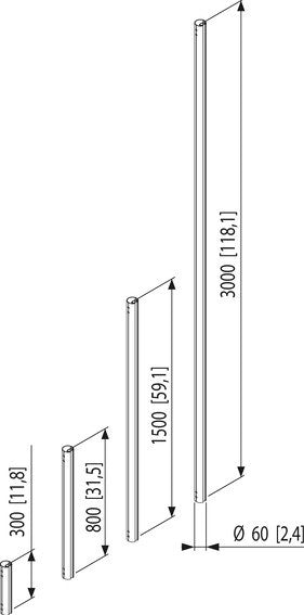 Vogel's plafondbuis 80 cm zilver