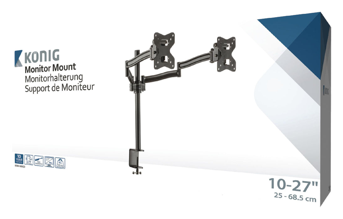 Monitorbeugel voor schermen tot maximaal 27 inch (2 schermen)