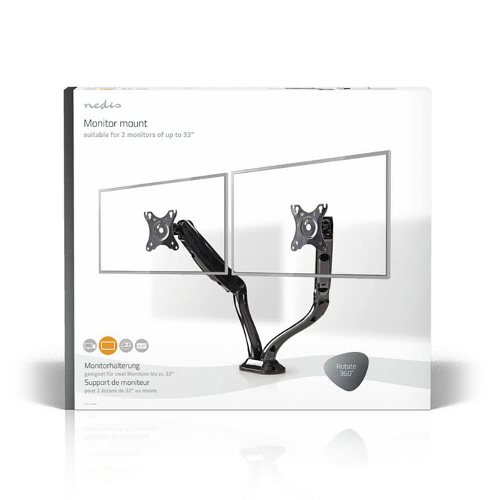 Bureau-monitorsteun | Dubbele monitorarm | Full-motion | 10 - 32"