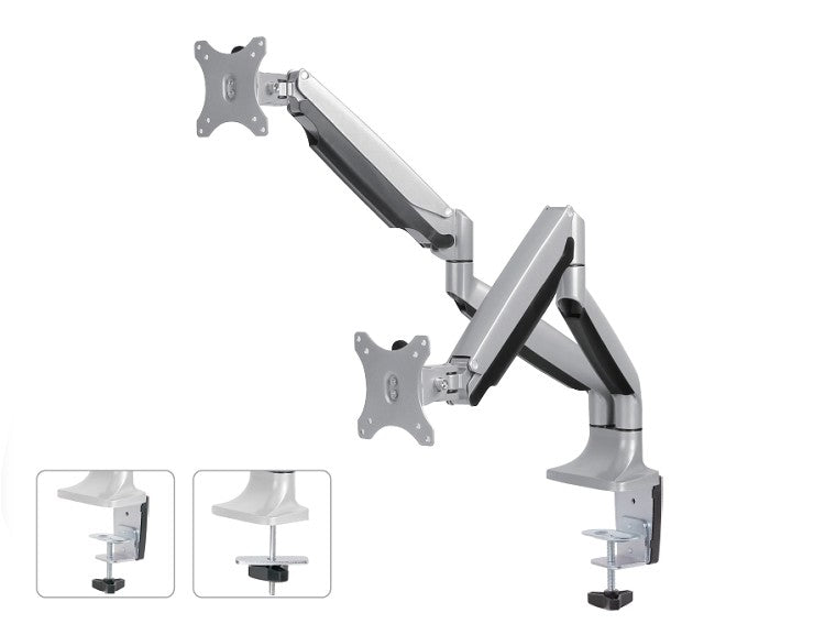 Neomounts NM-D750D zilver Bureausteun voor twee schermen