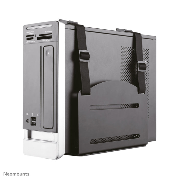 Neomounts CPU-W100 zwart is een steun waarmee u een PC of thin client aan een muur bevestigt.