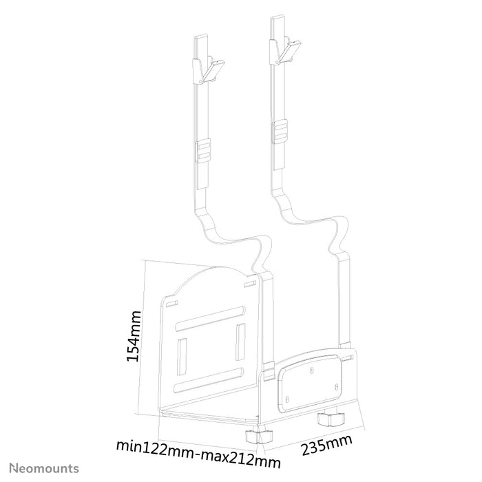 Neomounts CPU-W100 zwart is een steun waarmee u een PC of thin client aan een muur bevestigt.