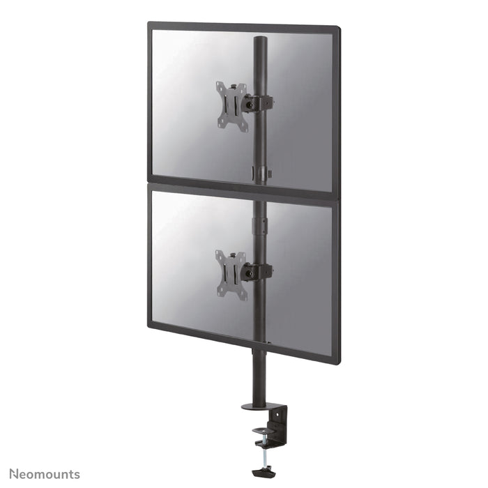 Neomounts FPMA-D550DV zwart is een bureausteun voor 2 flat screens t/m 32 inch - Zwart