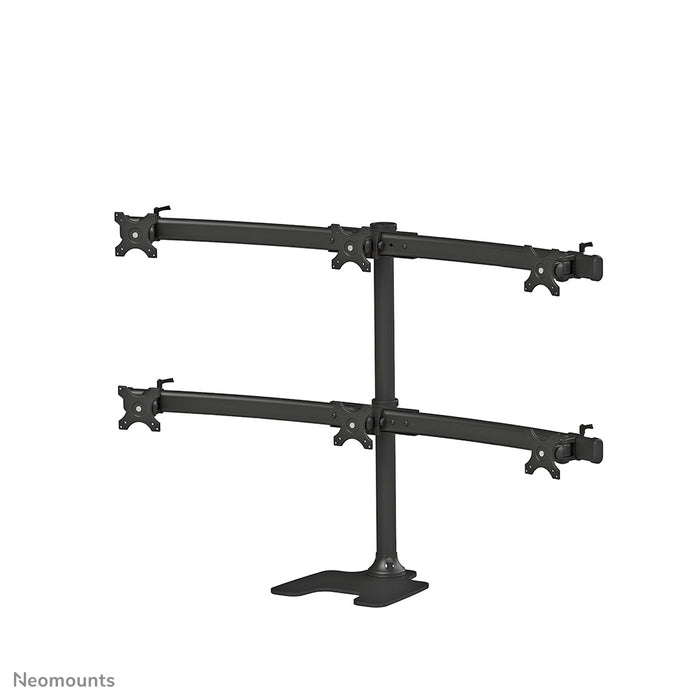 Neomounts FPMA-D700DD6 is een bureausteun voor 6 flat screens t/m 27 inch (69 cm).
