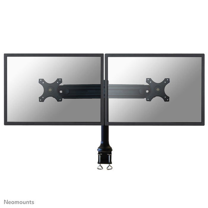 Neomounts FPMA-D700D is een bureausteun voor 2 flat screens t/m 30 inch (76 cm).