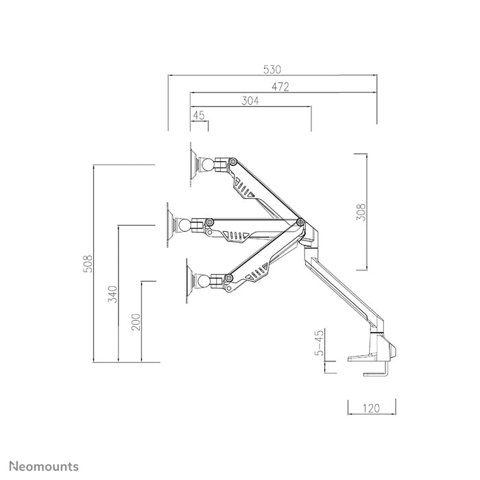 Neomounts FPMA-D750D zilver is een bureausteun met gasveer voor flat screens t/m 32 inch (81 cm).