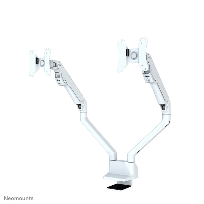 Neomounts FPMA-D750D wit is een bureausteun met gasveer voor flat screens t/m 32 inch (81 cm).