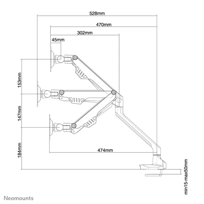 Neomounts FPMA-D750 zilver is een bureausteun met gasveer voor flat screens t/m 32 inch (81 cm).
