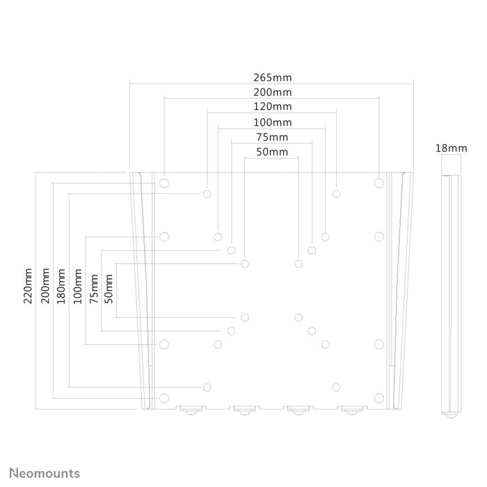Neomounts FPMA-W110 zwart is een vlakke wandsteun voor flat screens t/m 40 inch (102 cm).
