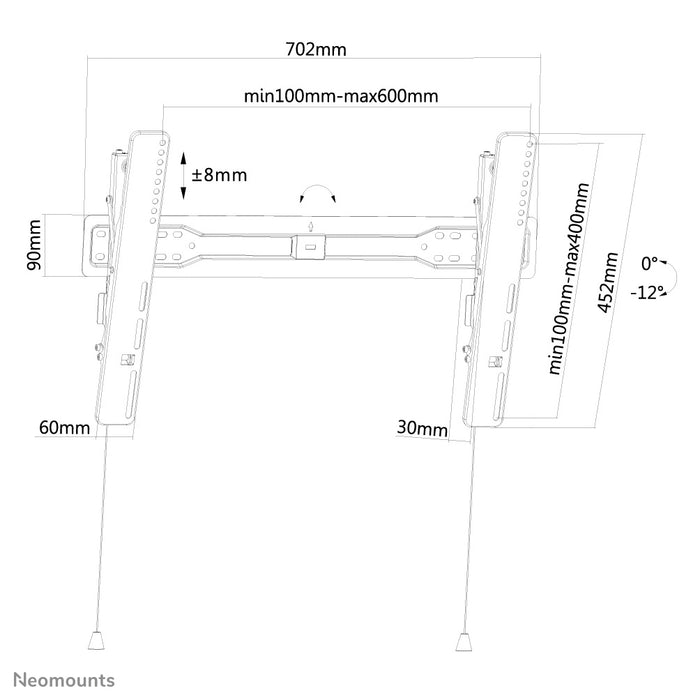 Neomounts LED-W650 zwart is een kantelbare wandsteun voor flat screens t/m 75 inch.