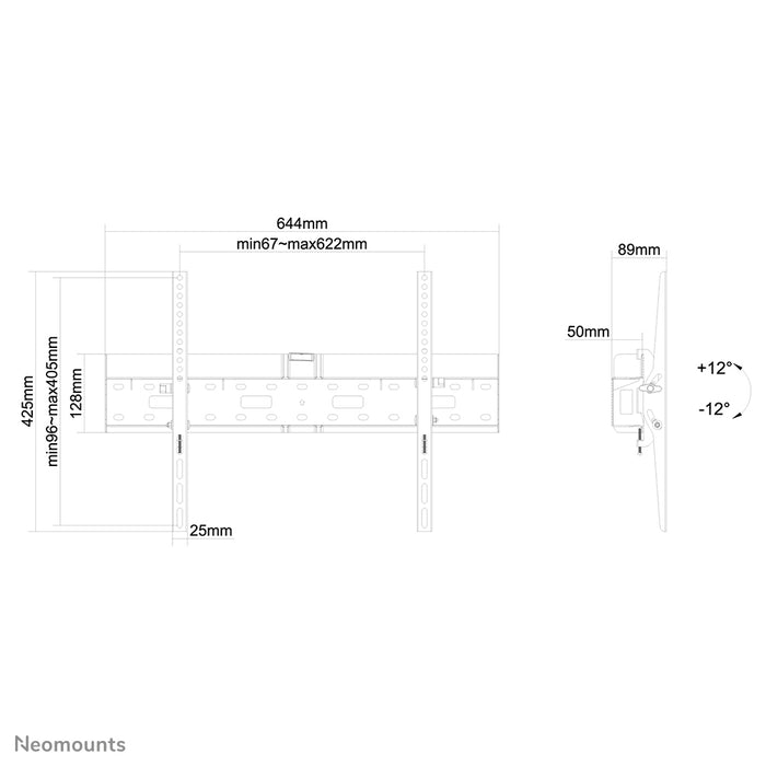 Neomounts LFD-W2640MP is een kantelbare wandsteun voor flat screens t/m 75 inch en biedt de mogelijkheid om een mediaplayer of mini PC achter het scherm te plaatsen.