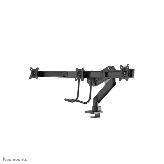 Neomounts NM-D775DX3 zwart is een gasgeveerde bureausteun met crossbar en hendel voor flat screens t/m 27 inch (68,6 cm).