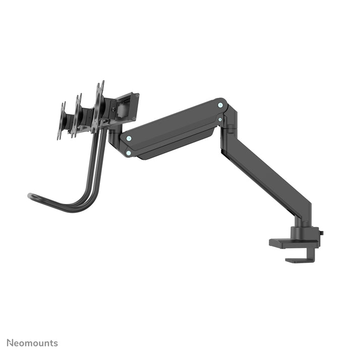 Neomounts NM-D775DX3 zwart is een gasgeveerde bureausteun met crossbar en hendel voor flat screens t/m 27 inch (68,6 cm).