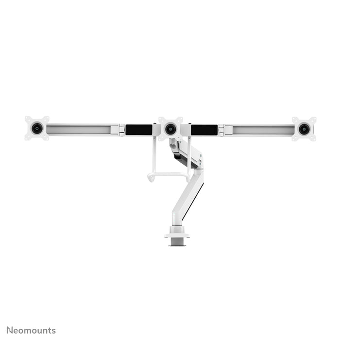 Neomounts NM-D775DX3 wit is een gasgeveerde bureausteun met crossbar en hendel voor flat screens t/m 27 inch (68,6 cm).