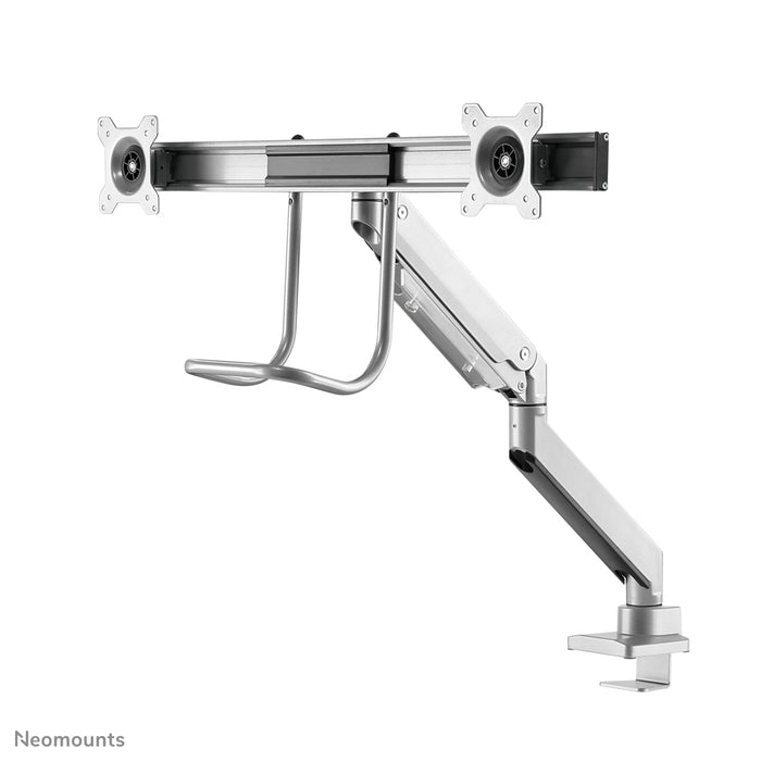Neomounts NM-D775DX zilver is een gasgeveerde bureausteun met crossbar en hendel voor flat screens t/m 32 inch (81 cm).