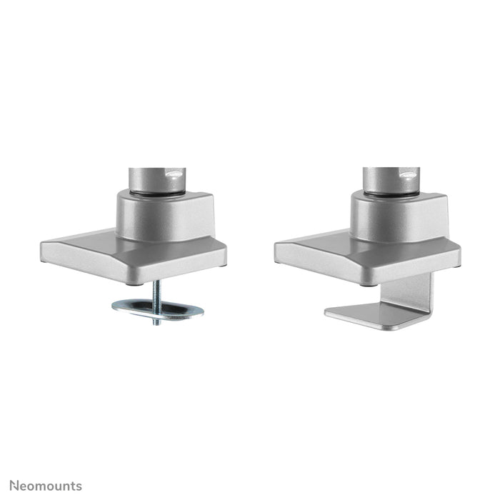 Neomounts NM-D775DX zilver is een gasgeveerde bureausteun met crossbar en hendel voor flat screens t/m 32 inch (81 cm).