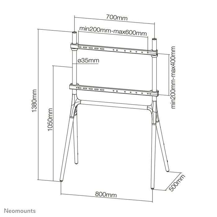 Neomounts NM-M1000 wit is een meubel voor flat screens t/m 70 inch (178 cm).