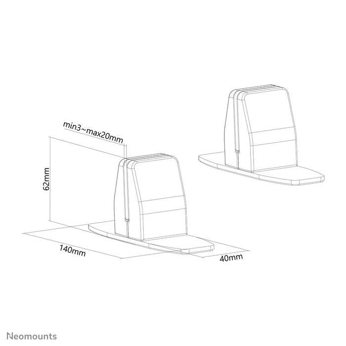 Neomounts bureauklemmen set met tafelvoet - Wit