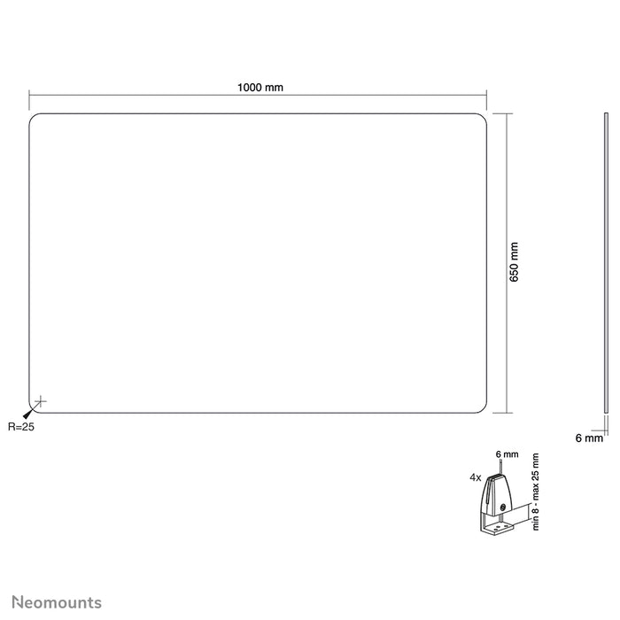 Neomounts NS-GLSPROTECT100 is een duurzaam glazen scherm van 100 cm dat afstandsbescherming biedt op de werkvloer - Gehard, transparant glas, 100% recyclebaar