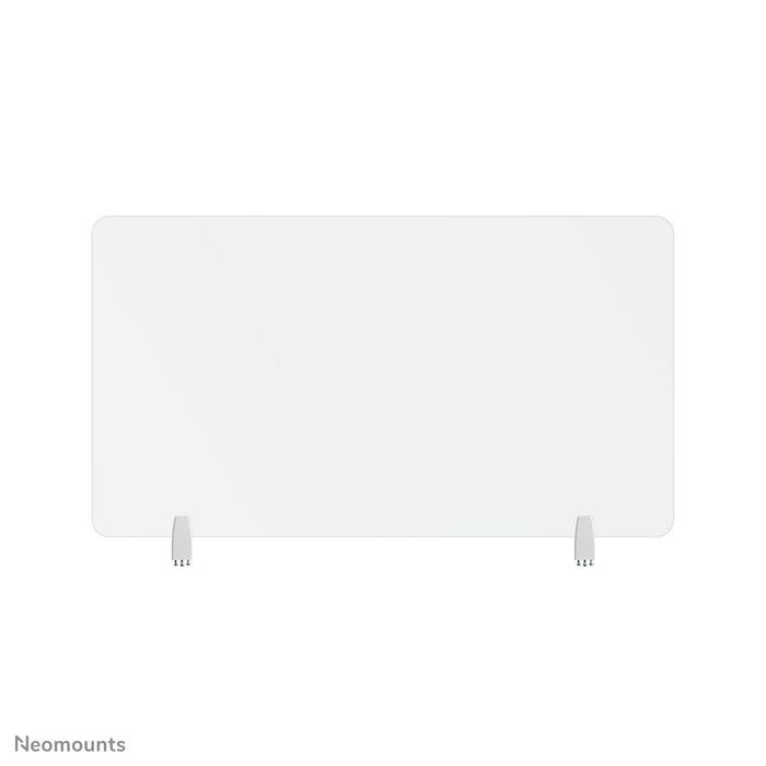 Neomounts NS-GLSPROTECT120 is een duurzaam glazen scherm van 120 cm dat afstandsbescherming biedt op de werkvloer - Gehard, transparant glas, 100% recyclebaar