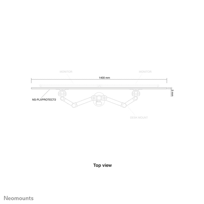 Neomounts NS-PLXPROTECT2 is een transparant scherm t.b.v. 2 flat screens en biedt afstandsbescherming op de werkvloer - Transparant acrylaat, 100% recyclebaar | PLXPROTECT van is geregistreerd als EU-Design patent |