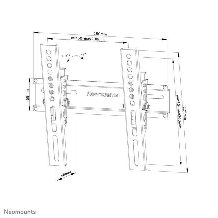 Neomounts WL35-350BL12 kantelbare wandsteun voor 24-55 inch schermen - Zwart