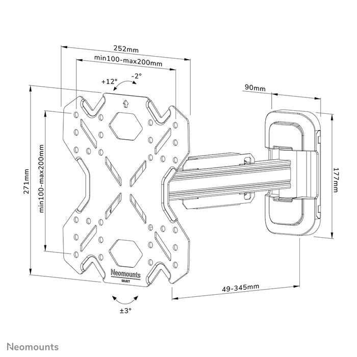 Neomounts WL40S-840BL12 full motion wandsteun voor 32-55 inch schermen - Zwart