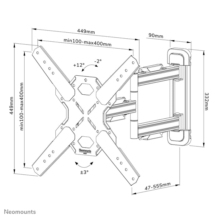 Neomounts WL40S-850BL14 full motion wandsteun voor 32-65 inch schermen - Zwart