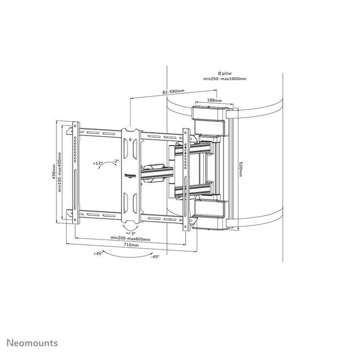 Neomounts WL40S-910BL16 full motion pilaarsteun voor 40-70 inch schermen - Zwart