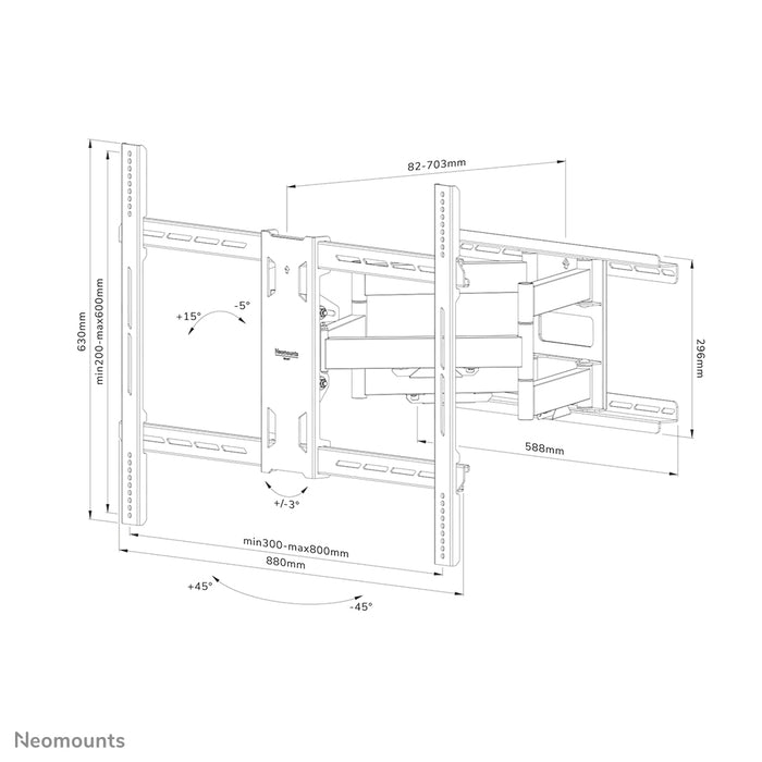 Neomounts WL40S-950BL18 full motion wandsteun voor 55-110 inch schermen - Zwart