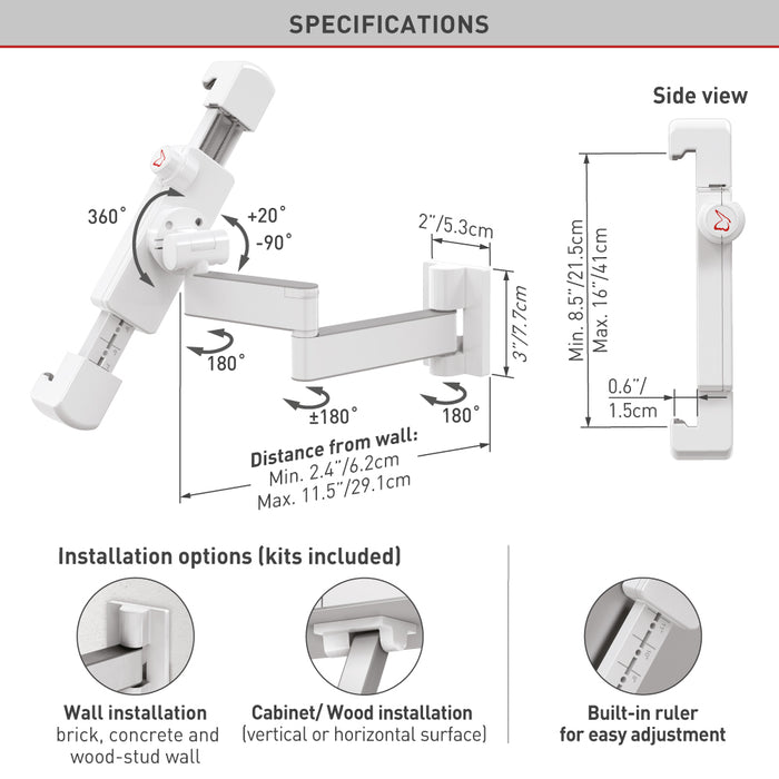 Barkan Mounts Full-Motion Tablethouder 7 tot 14 inch |Universeel