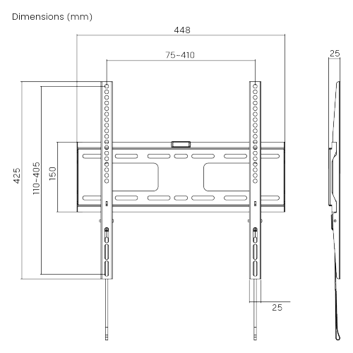 Wolff Mount Universele Platte TV Muurbeugel tot 55 inch | Vergrendel baar | VESA 400x400 | Slechts 2,5 cm van de Muur