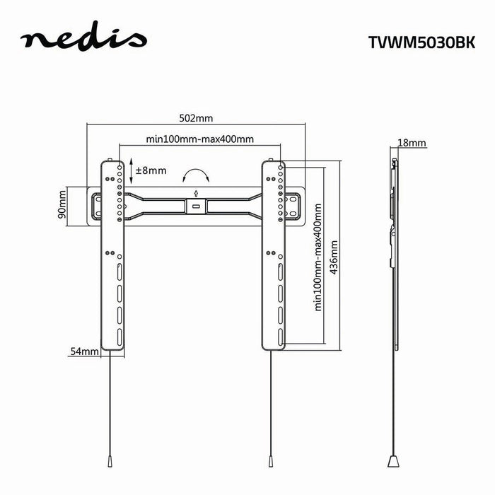 Vaste TV Muurbeugel | 32 - 55" | Max. 35 kg | 18 mm Afstand tot de Muur