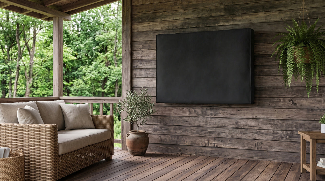TV-Beschermhoes voor Buiten | 55" - 58" | Uitstekende Kwaliteit Oxford-Doek | Zwart