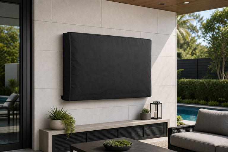 TV-Beschermhoes voor Buiten | 60" - 65" | Uitstekende Kwaliteit Oxford-Doek | Apart vak voor Afstandsbediening | Zwart