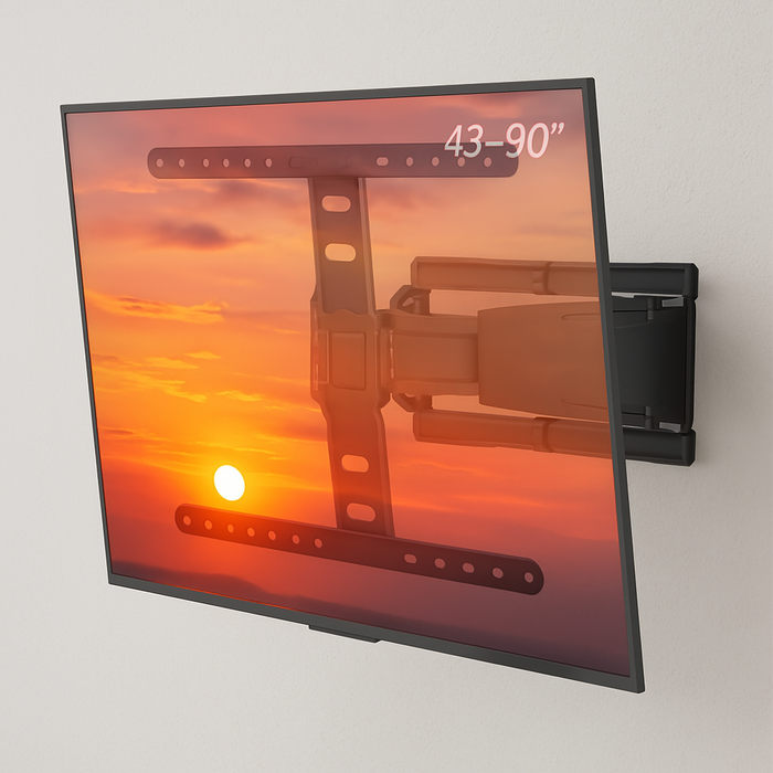 Wolff Mount Ultra platte Full Motion TV muurbeugel | Afstand 19.5 tot 250mm | Draai- Kantelbaar | VESA 600x400 | Universeel