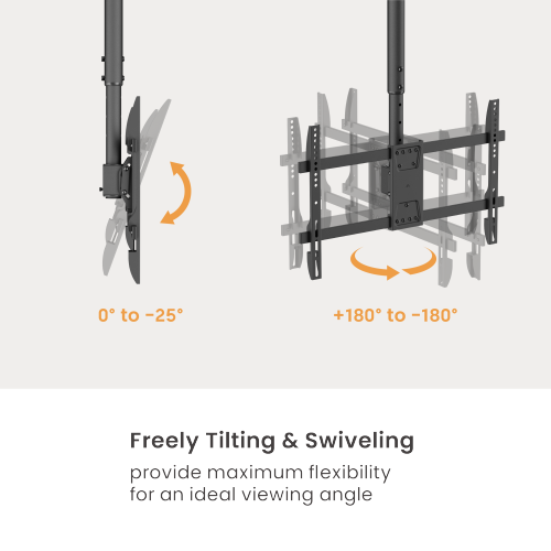 Wolff Mount Universele TV Plafondbeugel – 32 t/m 55 inch – Draaibaar en Kantelbaar – Ook voor Schuin Plafond